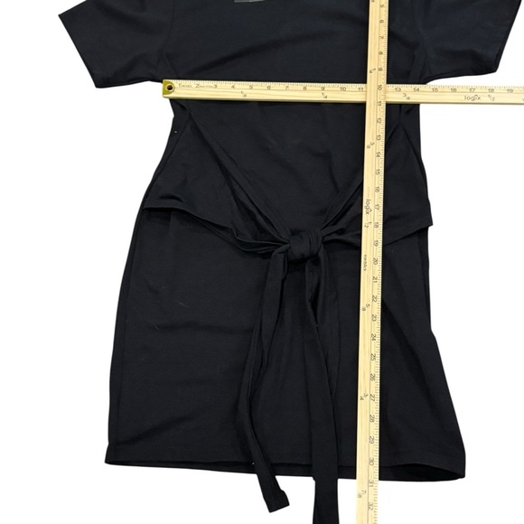 Boohoo Black Short sleeve Mini Dress front wrap tie size 10 - Picture 3 of 5